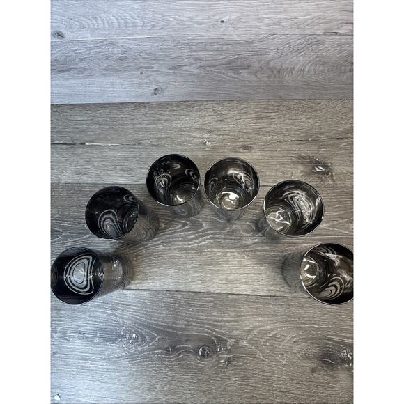 Vintage 1970's Silvered MOD Bullseye Highball Glasses- Set Of 6 - Picture 10 of 11